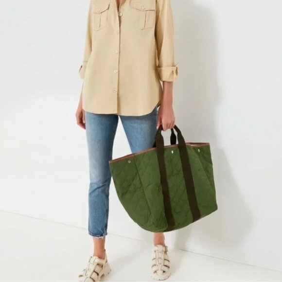 Tuckernuck Steele Shirt Button Down Blouse in Khaki Women’s Size XS Top - Picture 2 of 7